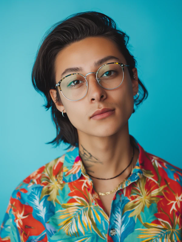 Portrait with Tropical Shirt and Tattoo