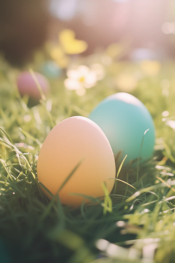 Pastel Eggs in Grass