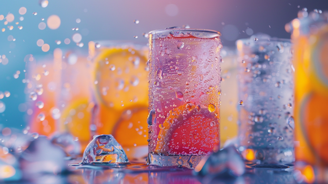 Colorful Array of Chilled Beverages