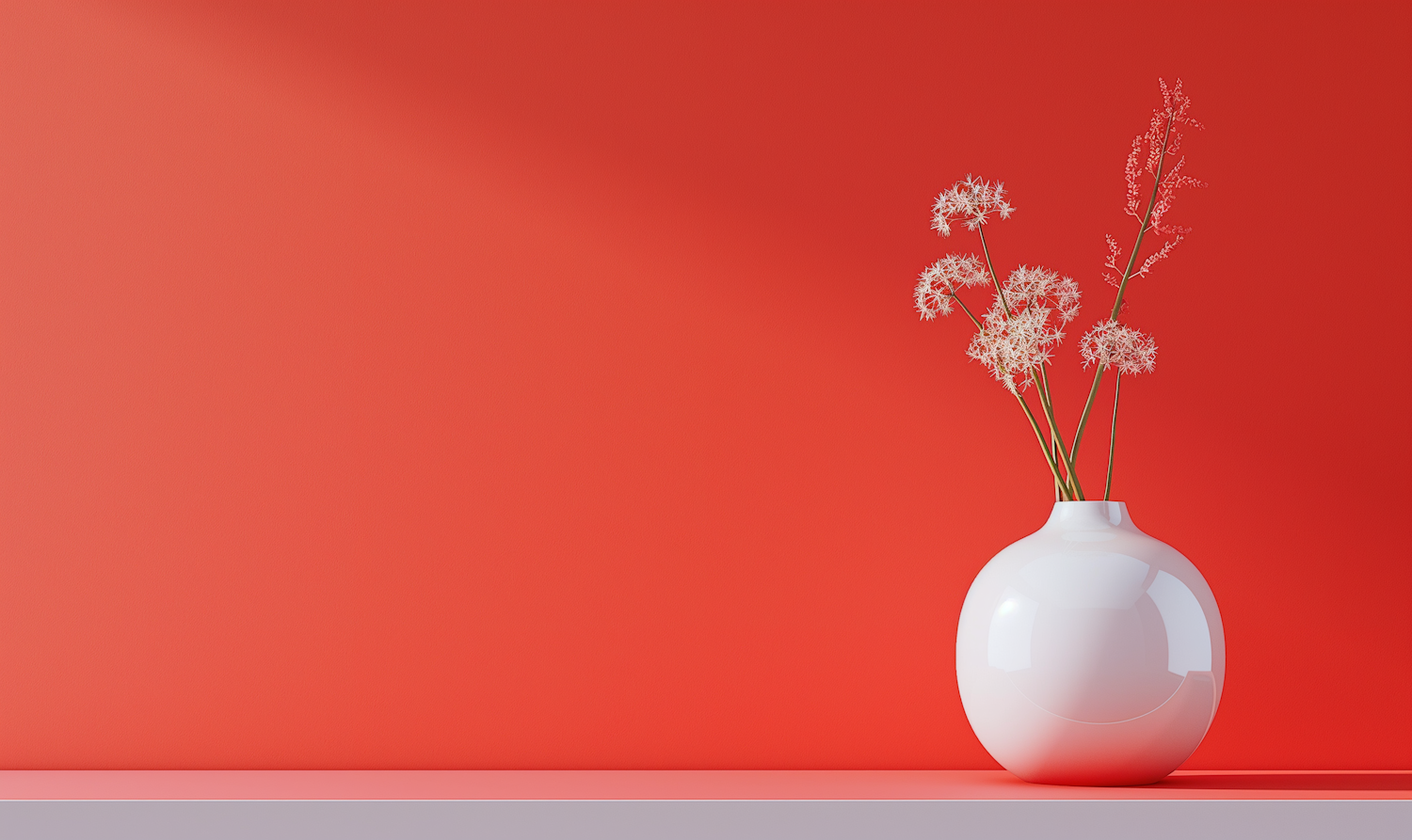 Minimalist Floral Arrangement on Red