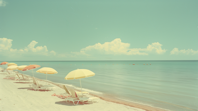 Tranquil Beachscape with Sun Umbrellas