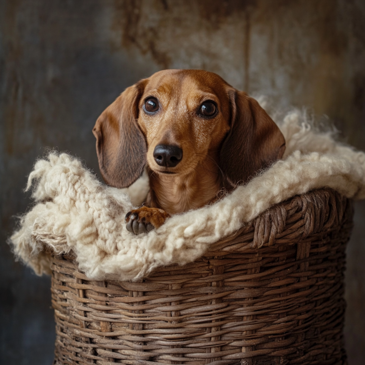 Dachshund in Basket