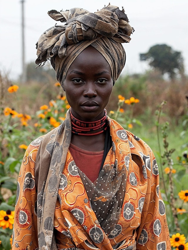 Portrait of a Young Woman in Traditional Attire