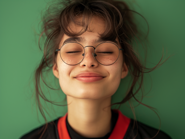 Young Woman Enjoying a Blissful Moment