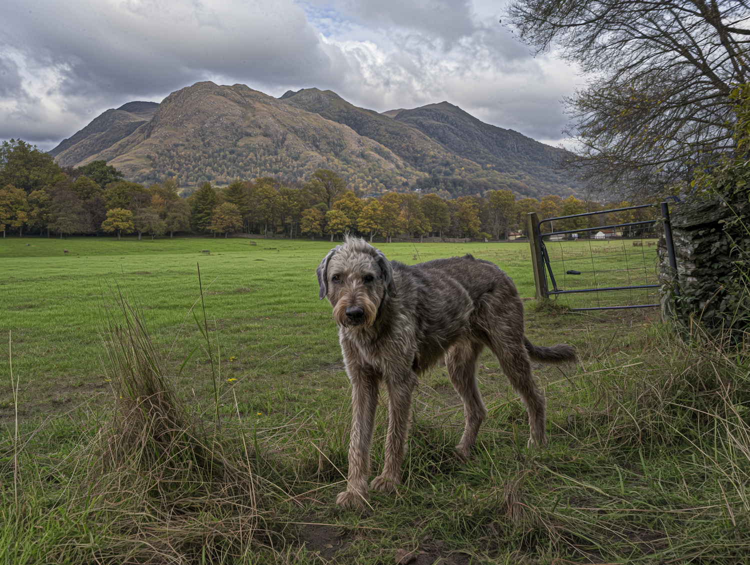 Inquisitive Dog in Grassy Field