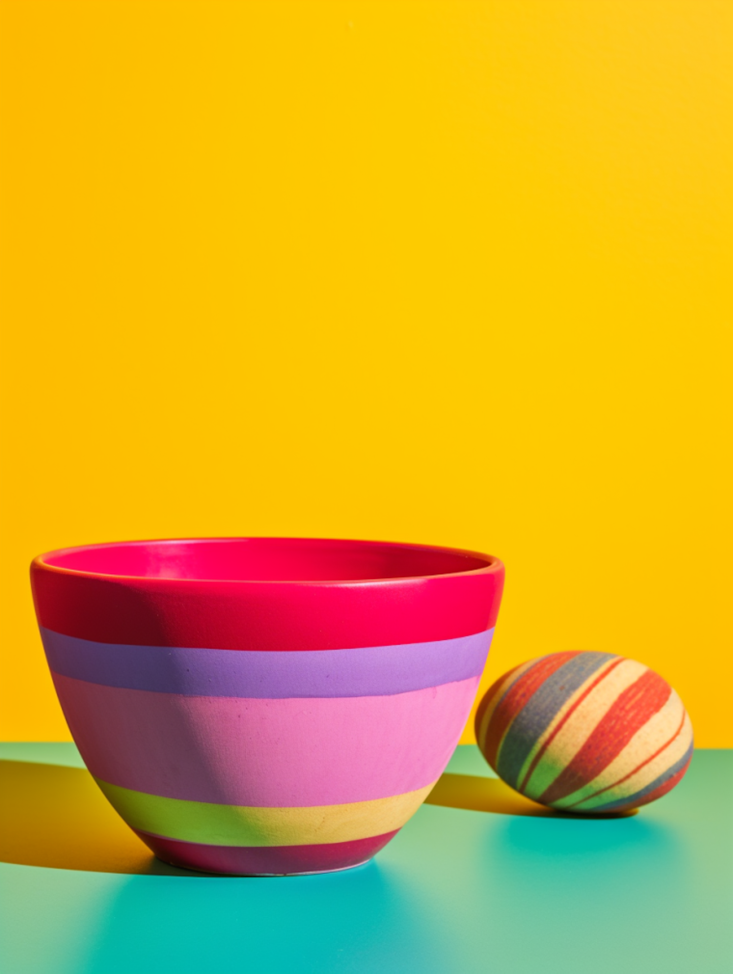 Pop Art Bowl and Striped Ball Still Life