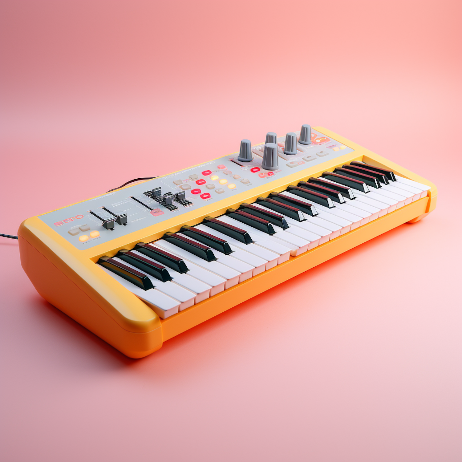 Retro Yellow Portable Synthesizer on Pink