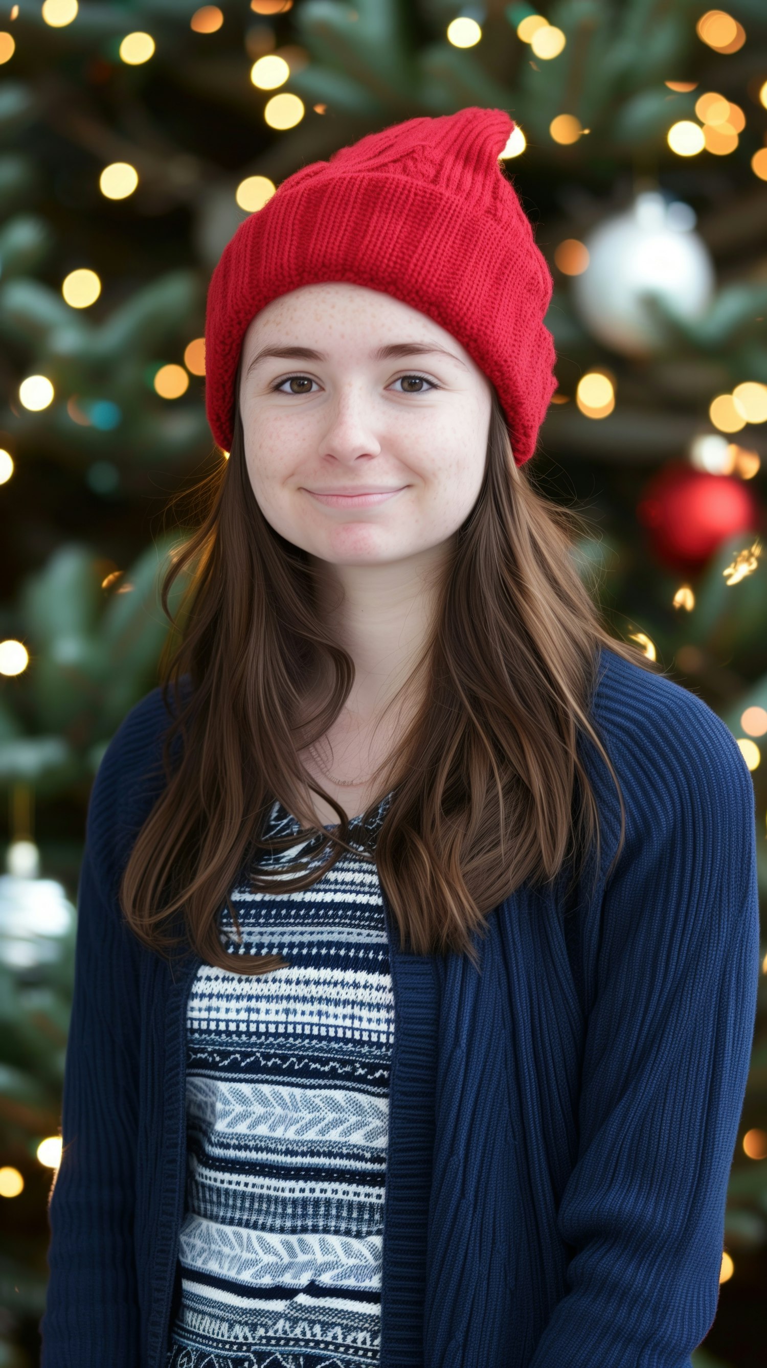 Young Person in Festive Holiday Scene