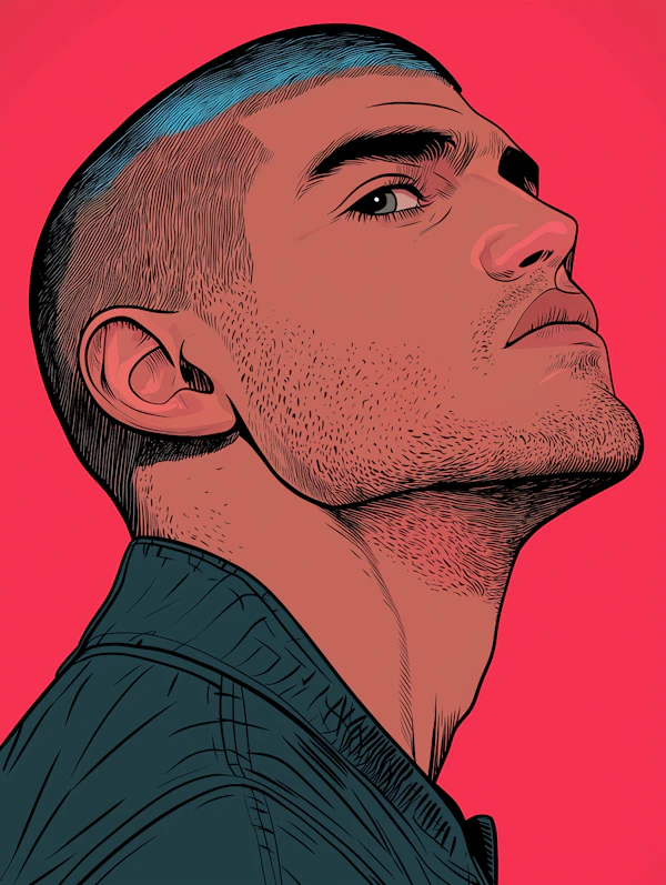 Contemplative Man in Profile