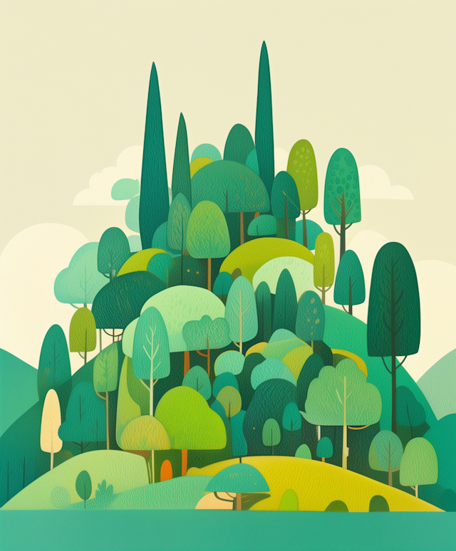 Stylized Colorful Forest Scene