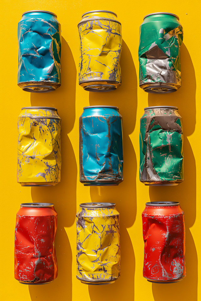 Colorful Crushed Cans Art Installation