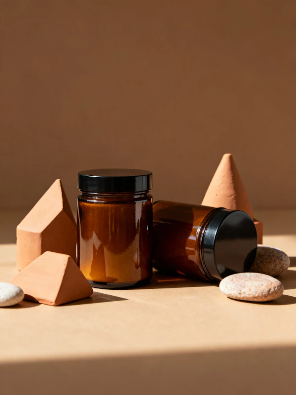 Amber Glass Jars Display
