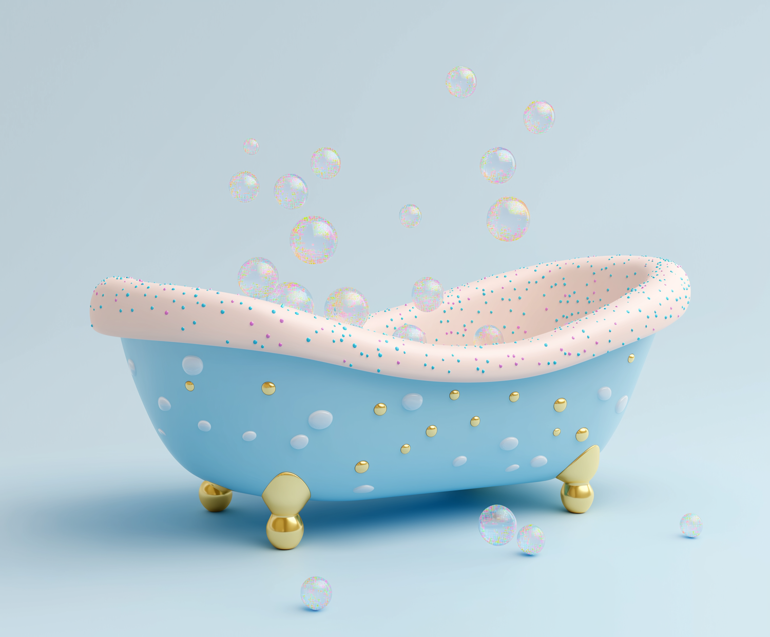 Whimsical Stylized Bathtub with Bubbles