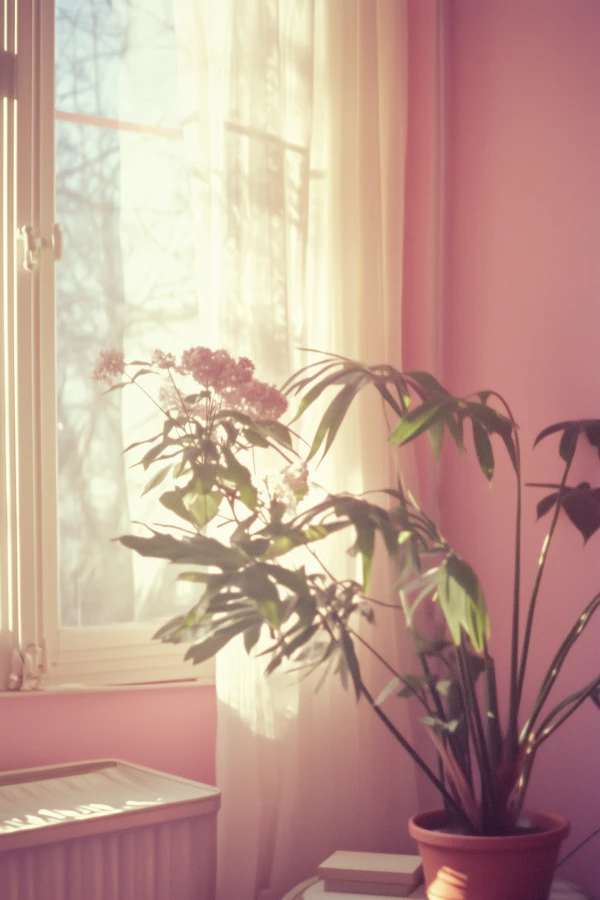 Serene Indoor Scene with Potted Plant
