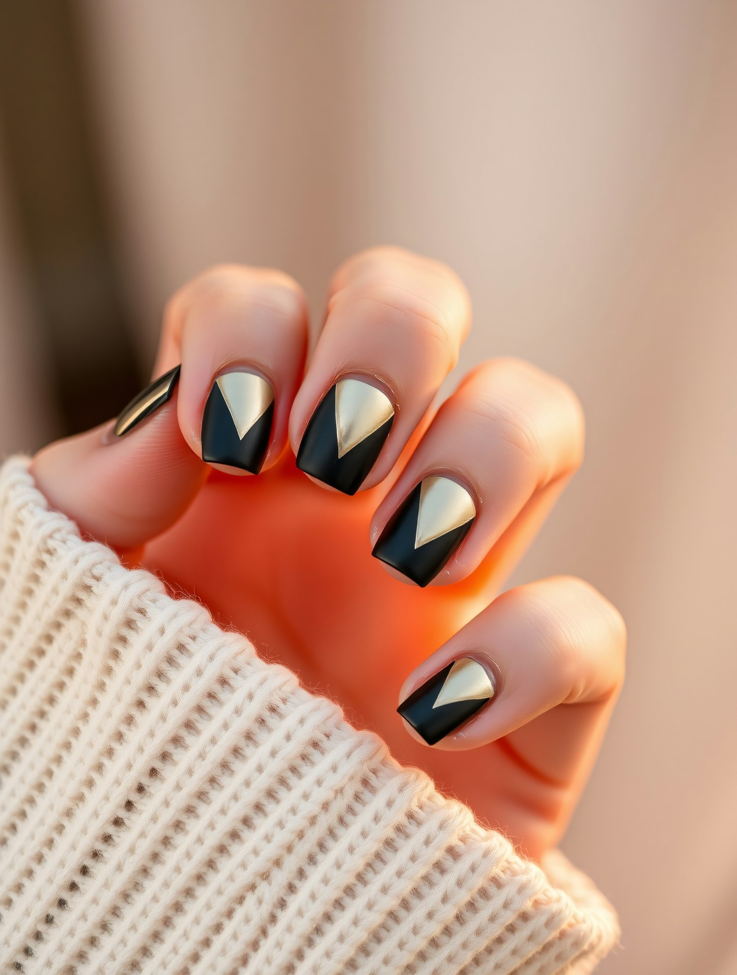 Geometric Nail Art with Sweater