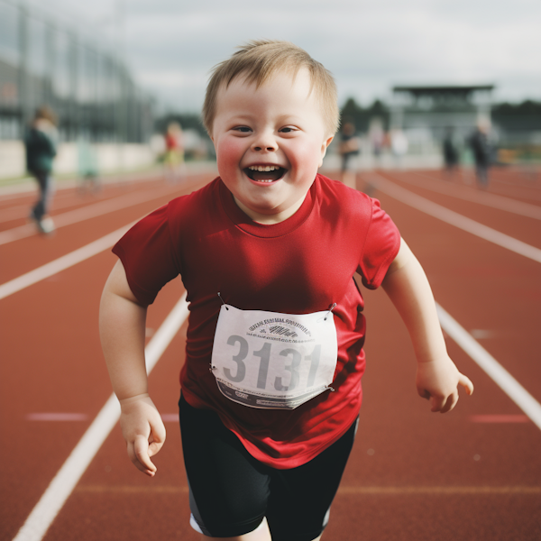 Joyful Young Runner with Bib 3131