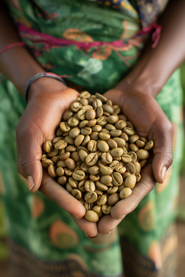 Human Hands Cradling Coffee Beans