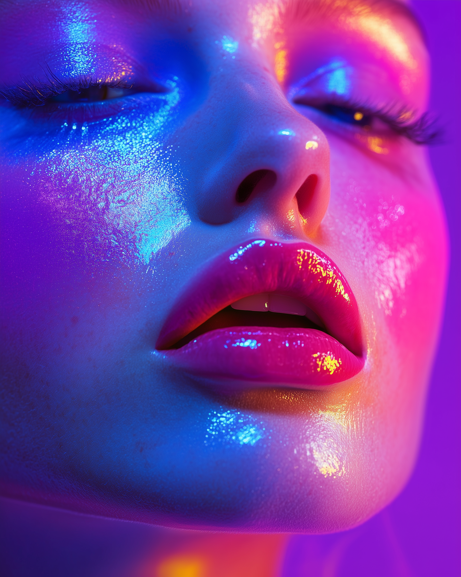 Iridescent Face Close-Up