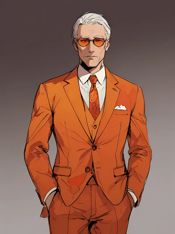 Distinguished Man in Orange Suit