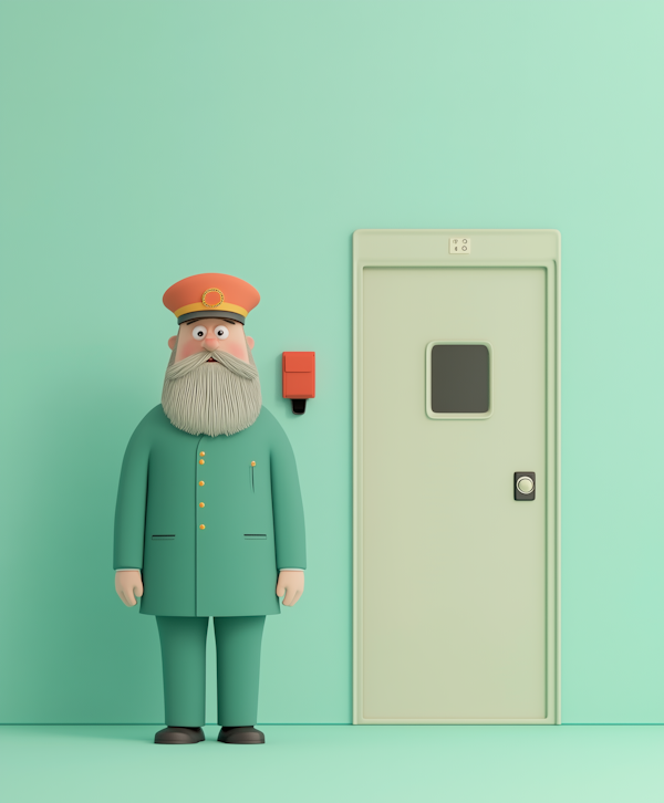 3D Illustrated Doorman Character