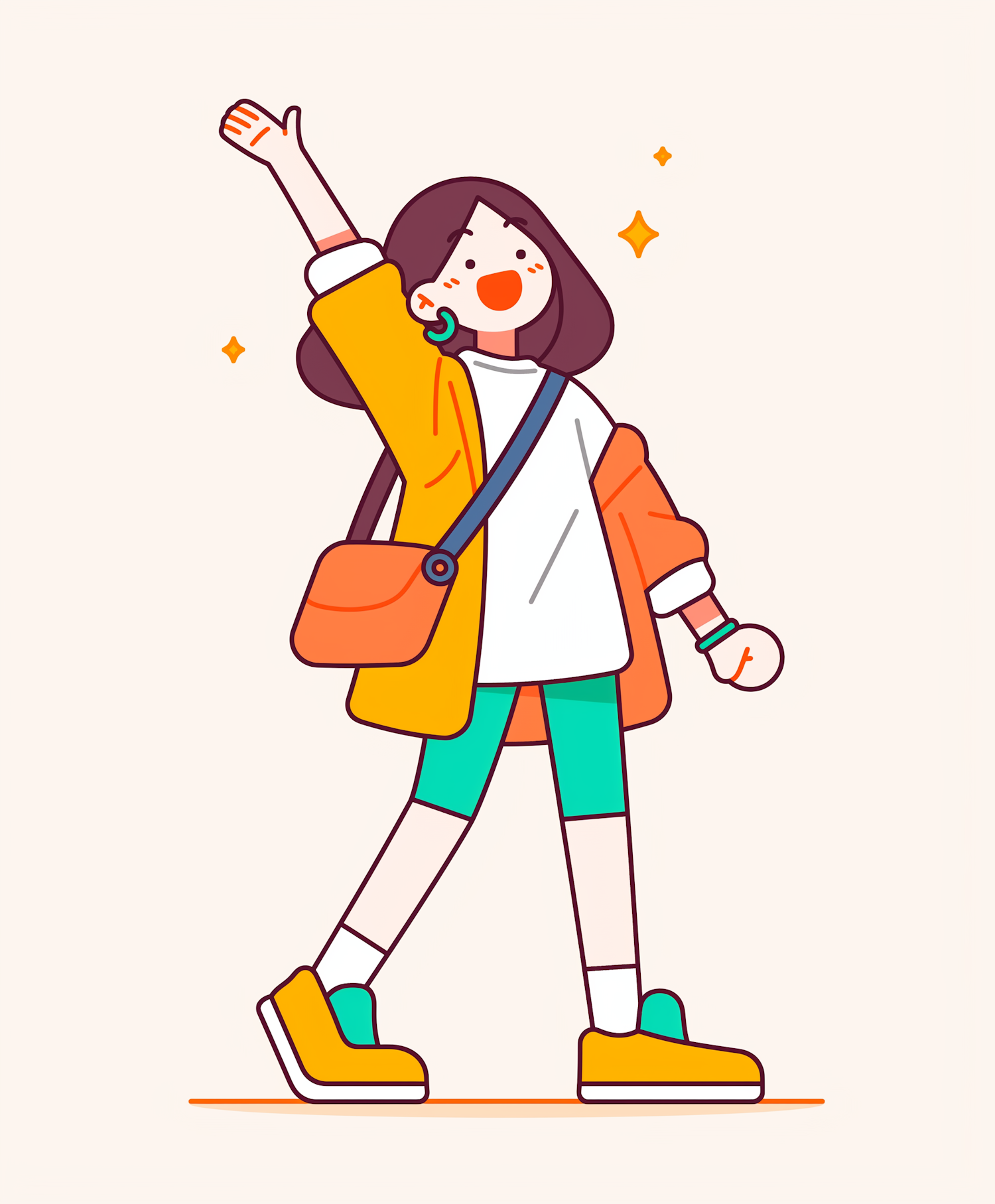 Cheerful Cartoon Girl