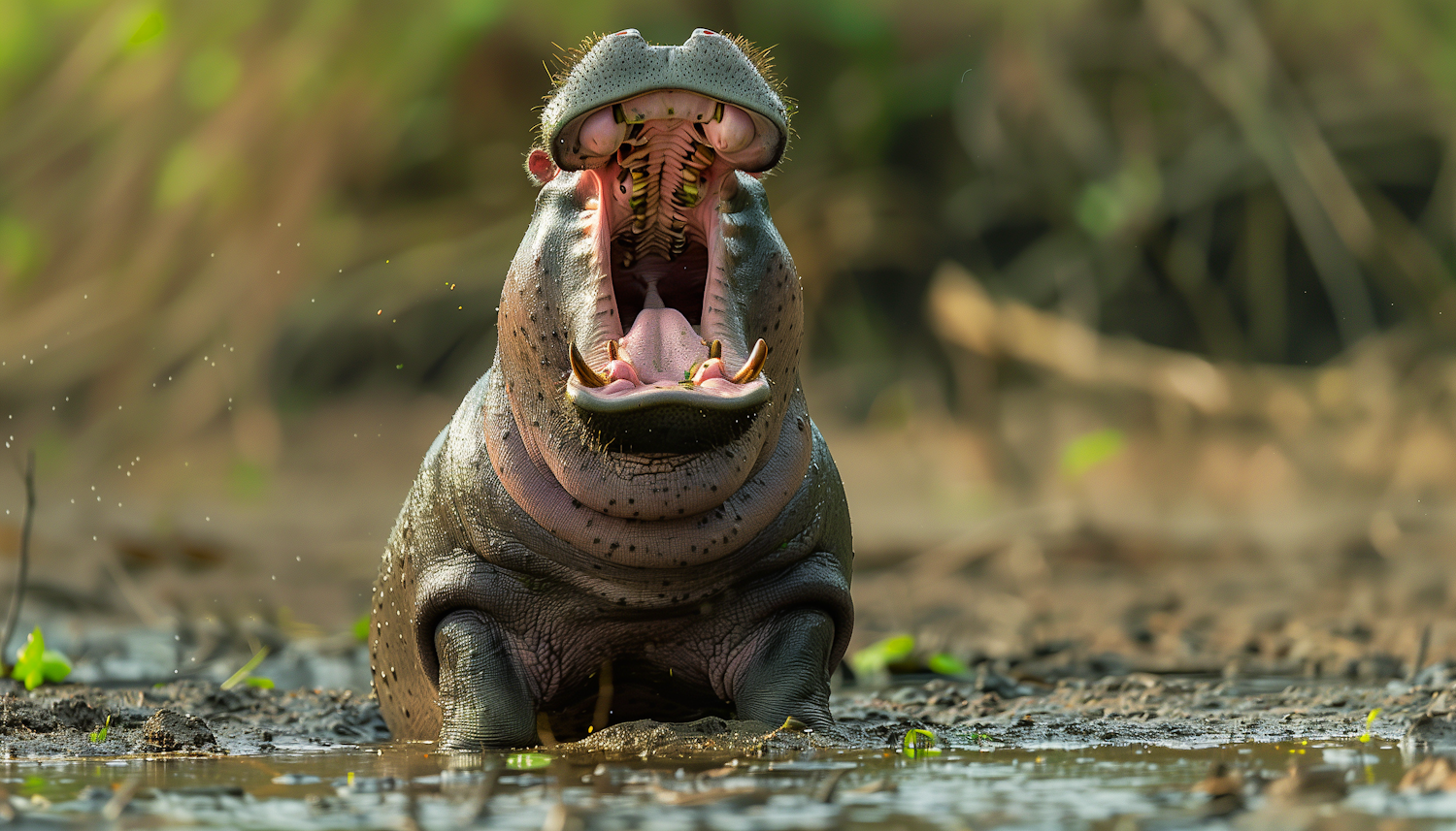 Open-Mouthed Hippopotamus