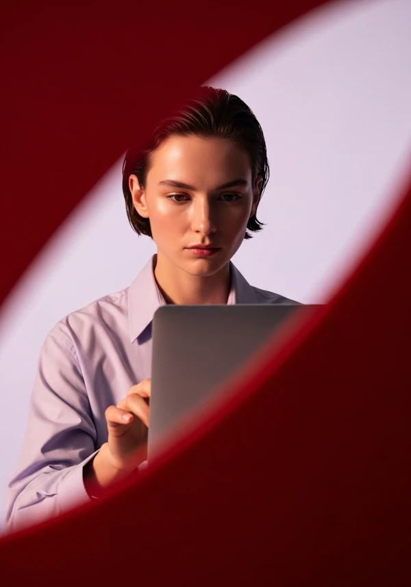 Focused Laptop User