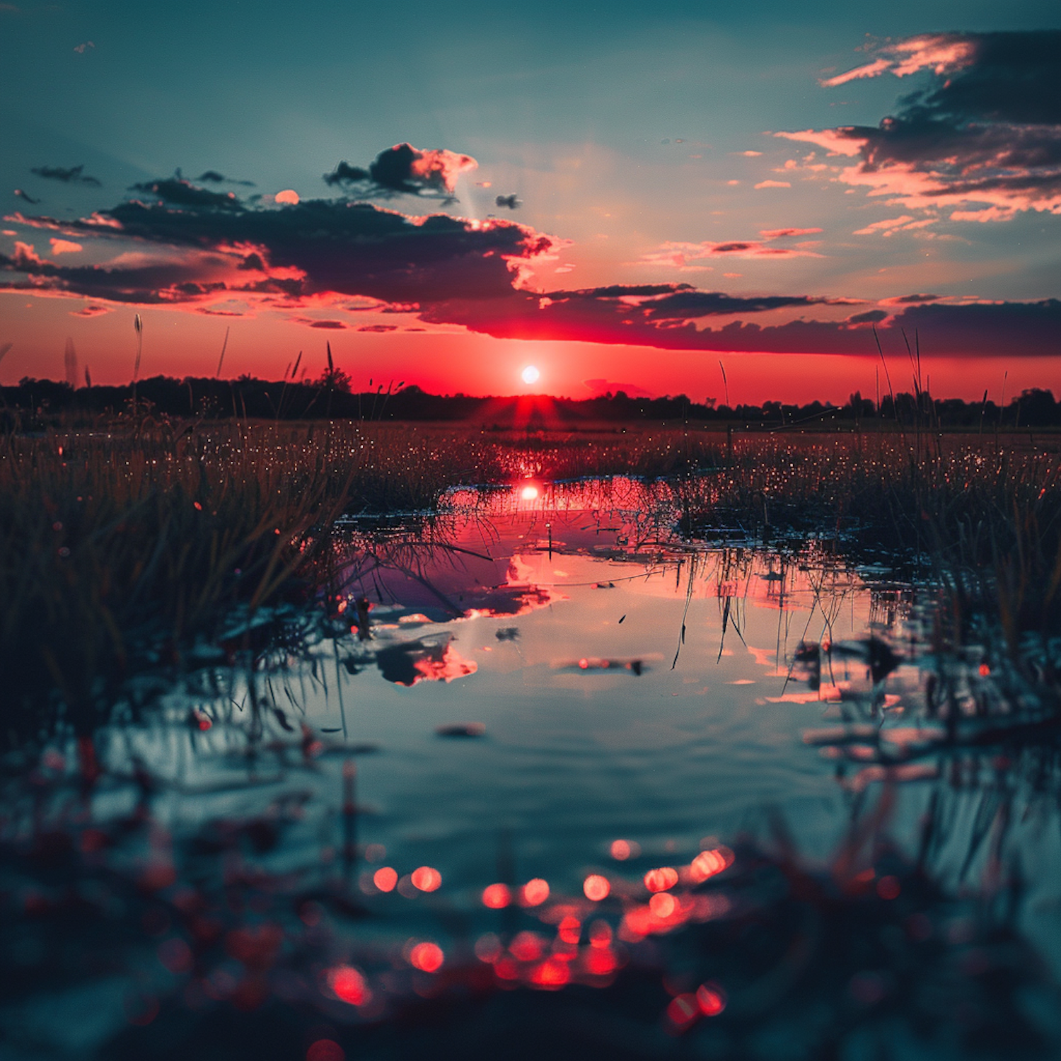 Breathtaking Wetland Sunset