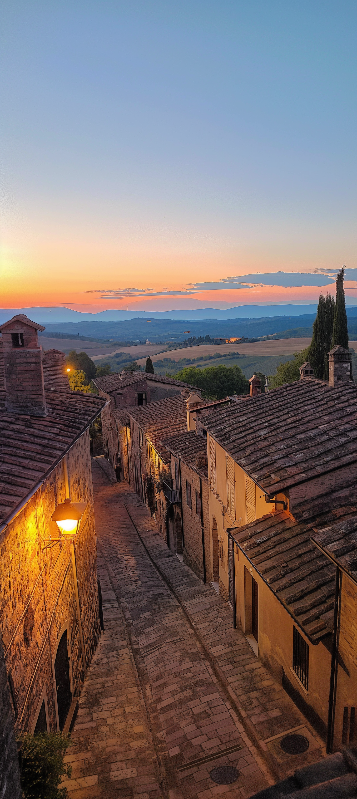 Serene European Town at Sunset