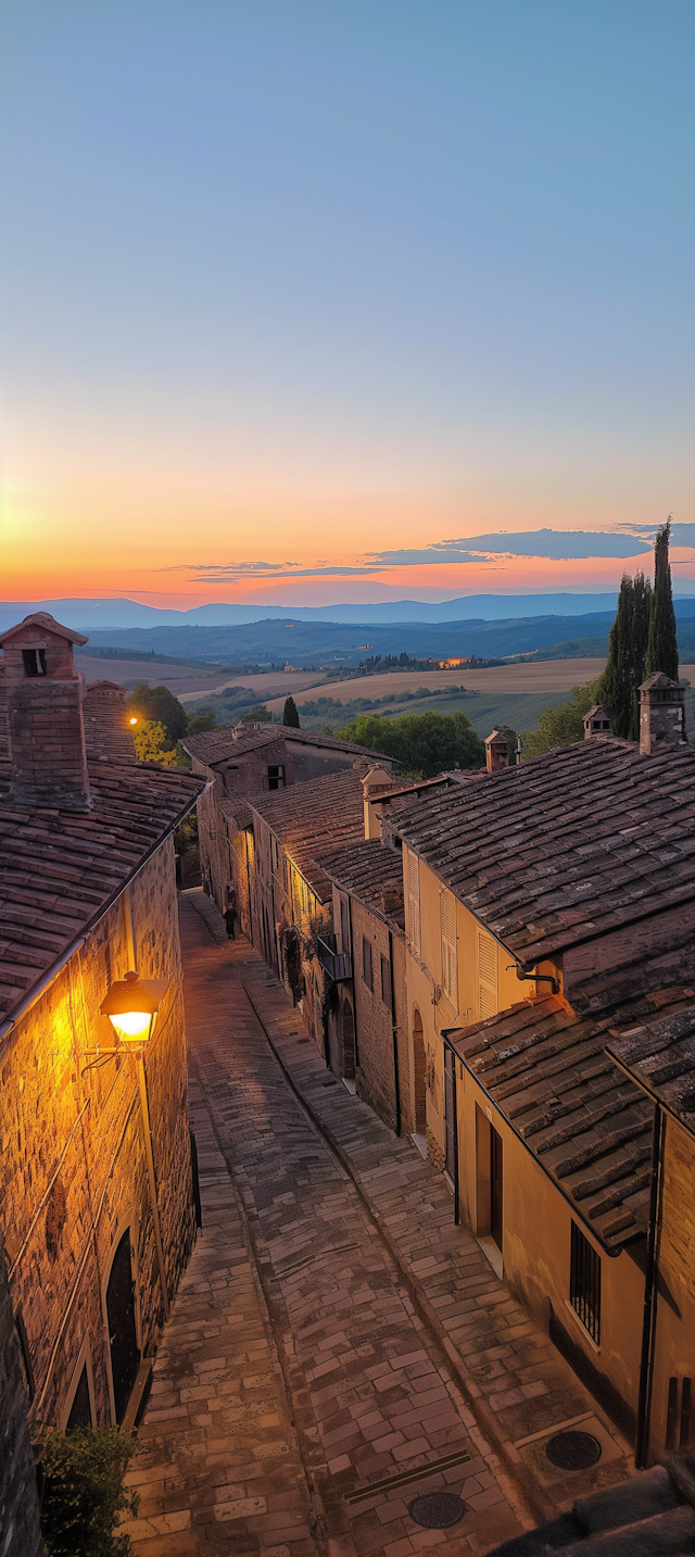 Serene European Town at Sunset