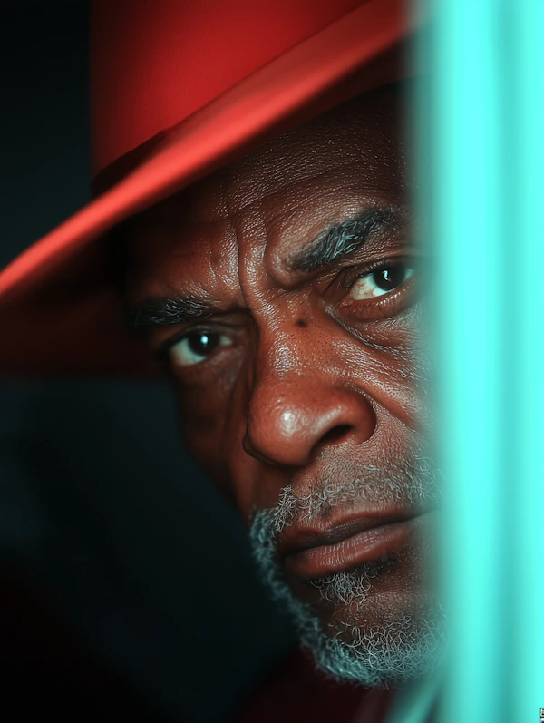 Portrait of an Older Man in a Red Hat