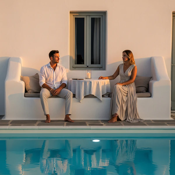Mediterranean Poolside Scene