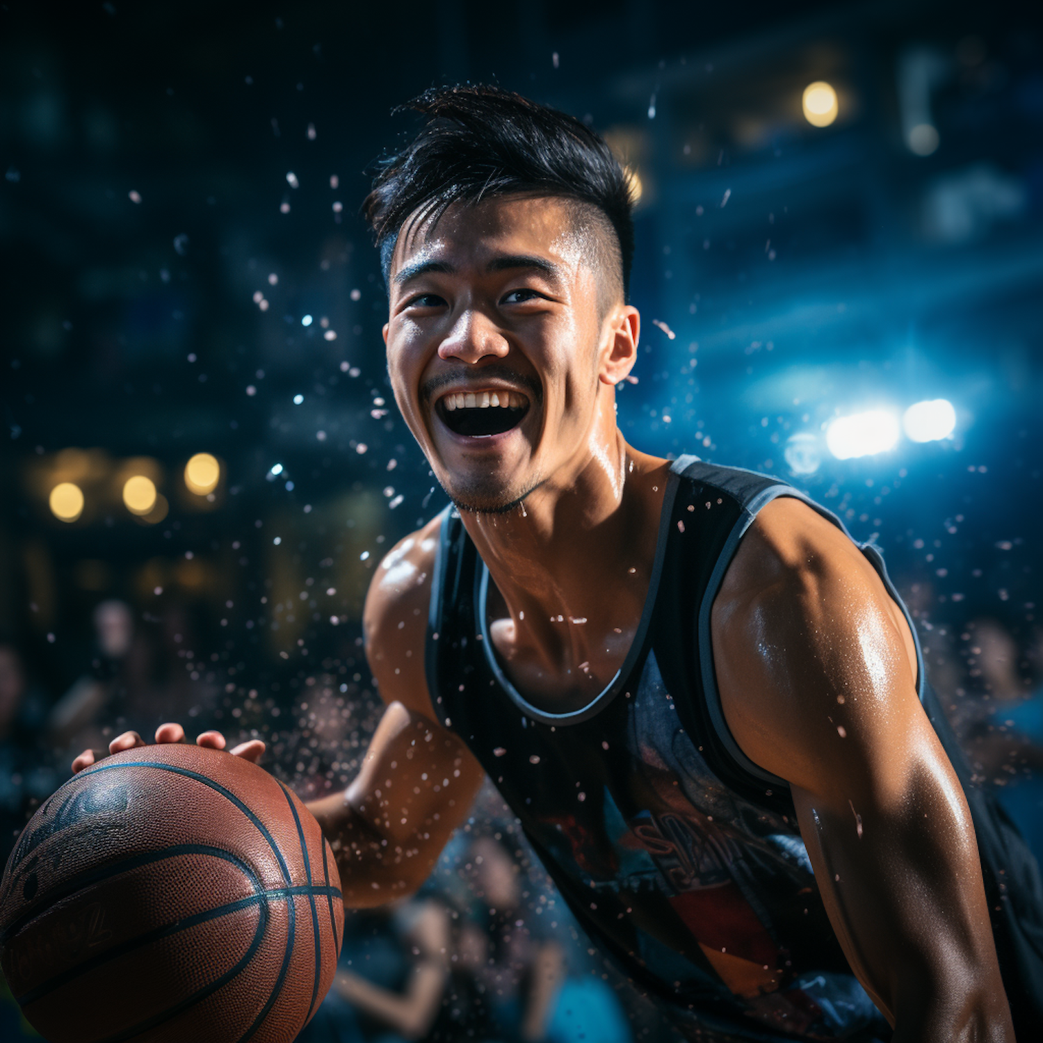 Energetic Asian Basketball Player in Action