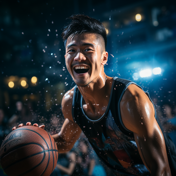 Energetic Asian Basketball Player in Action