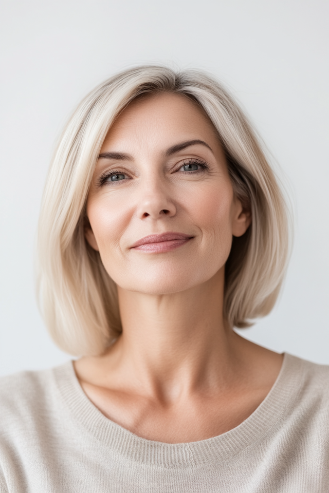 Portrait of a Woman with Blonde Bob