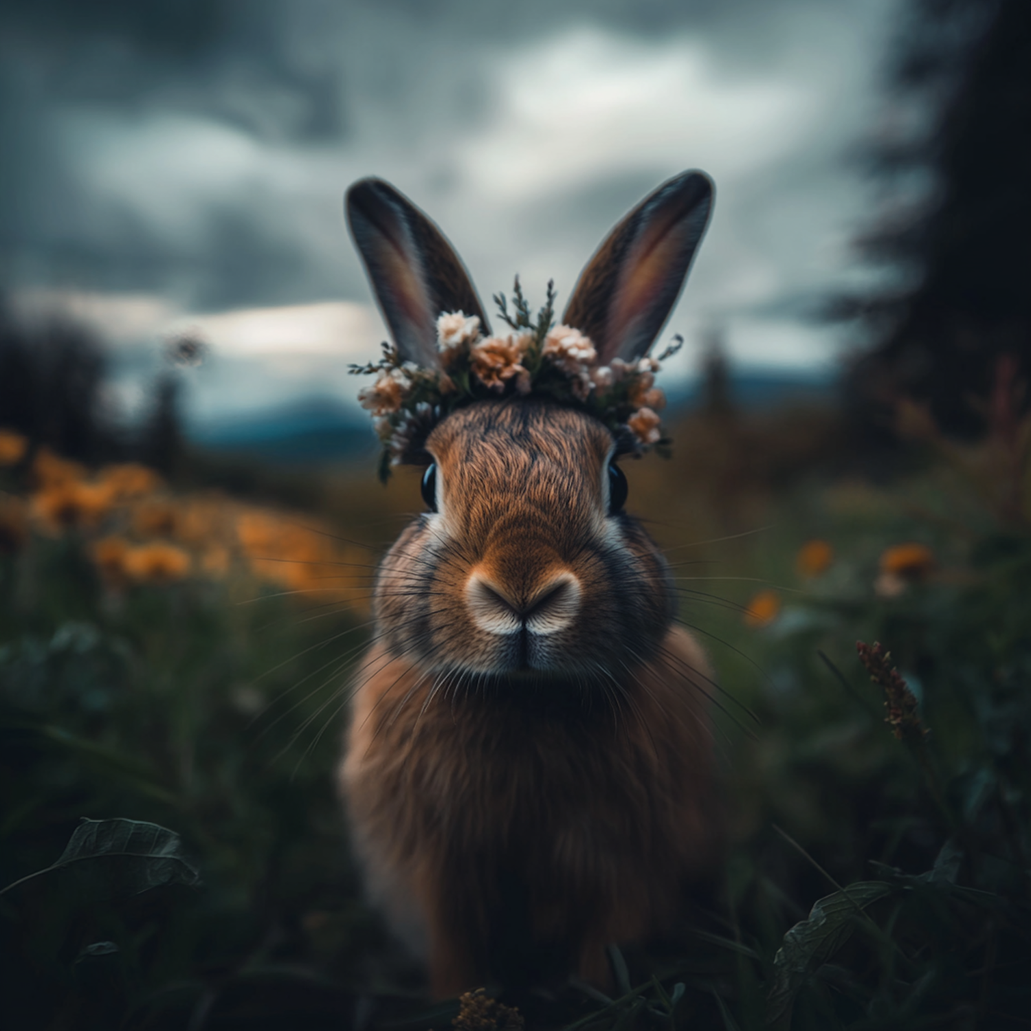 Rabbit with Floral Crown