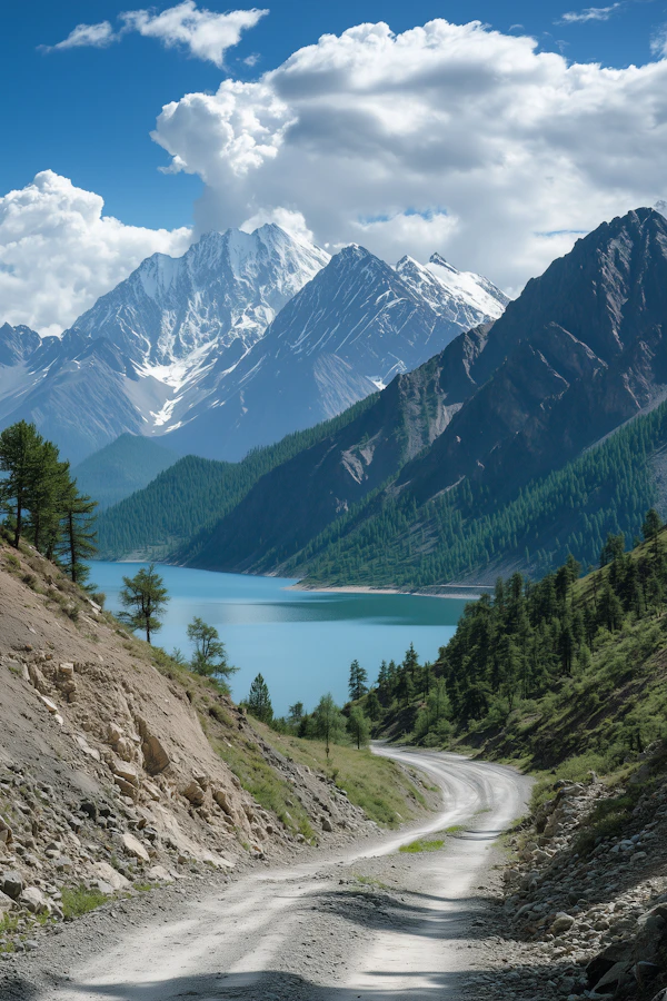Mountainous Landscape with Turquoise Lake
