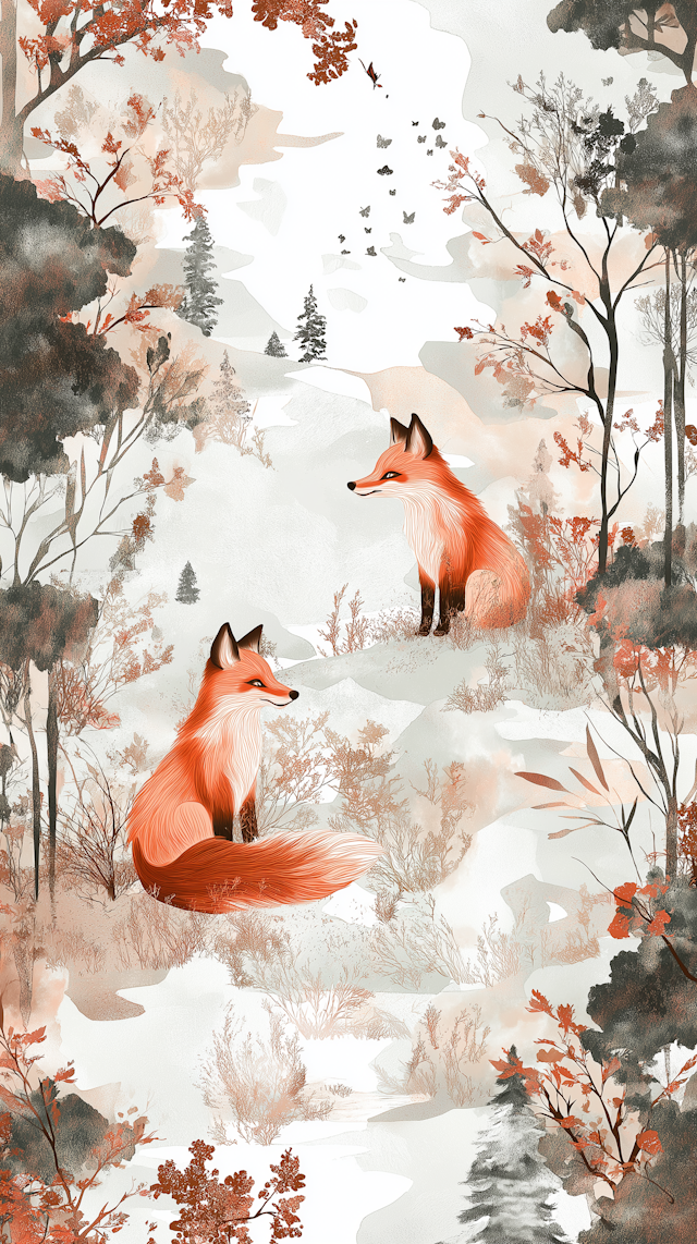 Serene Foxes in Nature