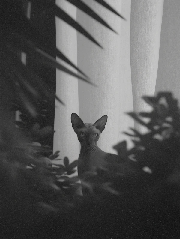 Grey Sphynx Cat in Focus