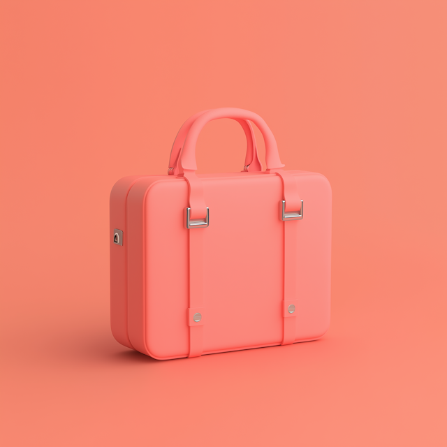 Coral Pink Briefcase on Matching Background