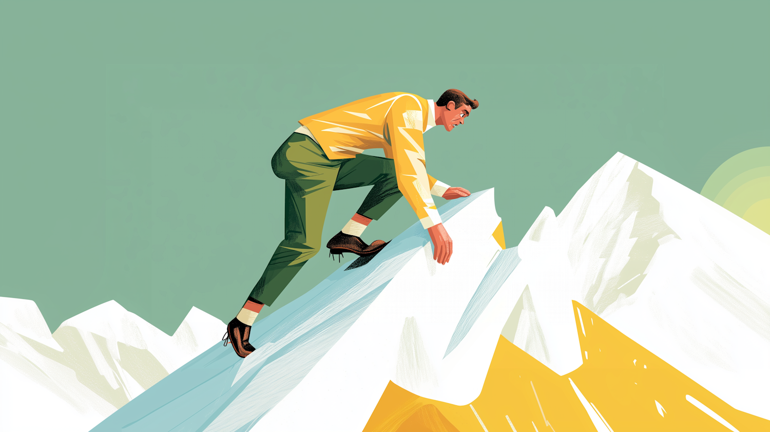 Stylized Mountain Climber Illustration