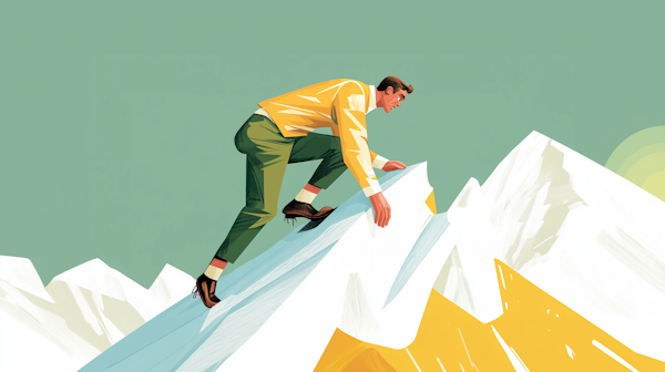 Stylized Mountain Climber Illustration