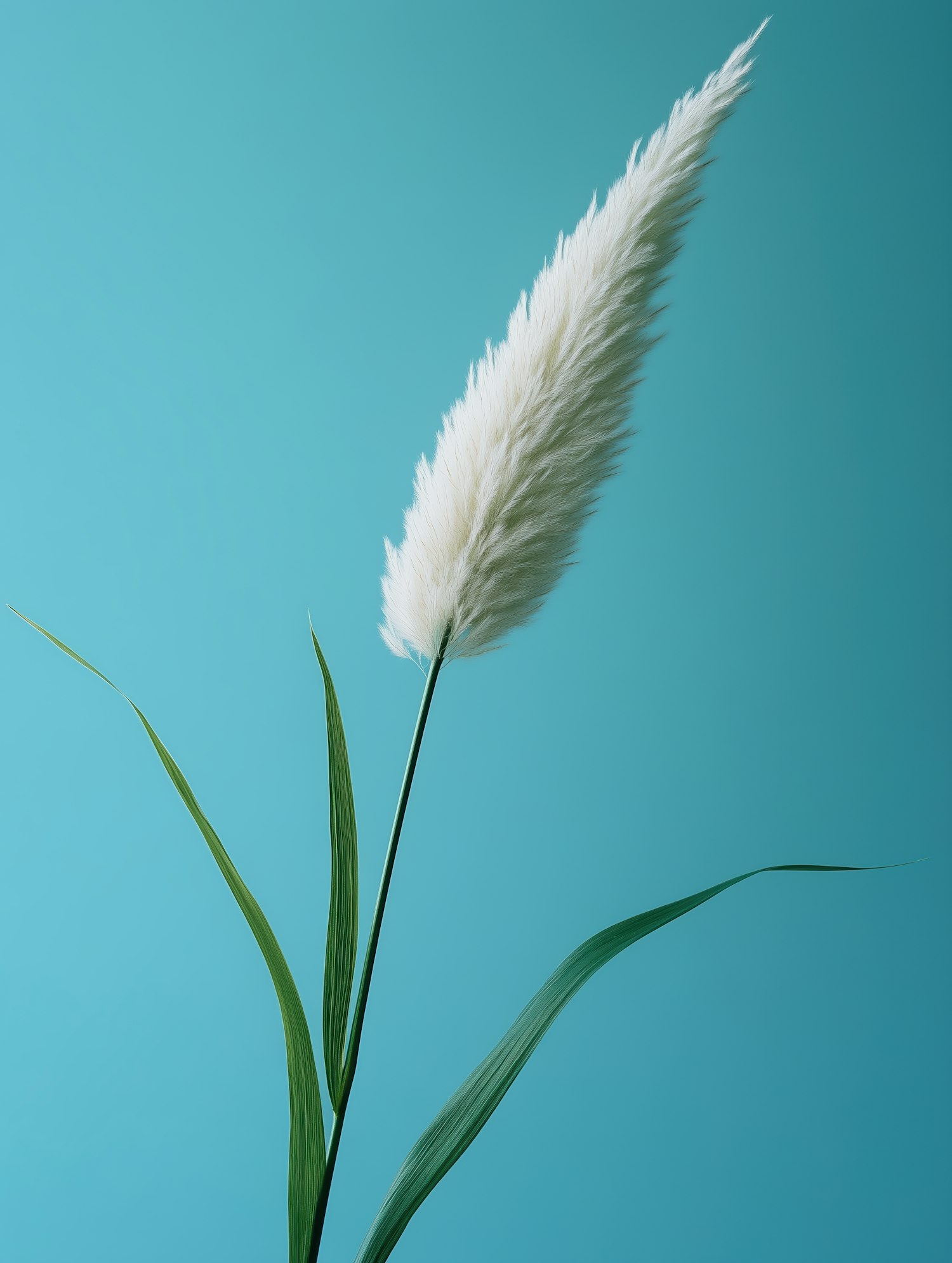 Elegant Pampas Grass on Turquoise