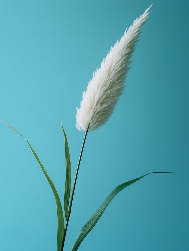 Elegant Pampas Grass on Turquoise