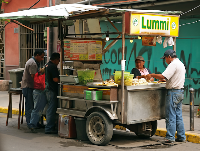 Street Food Vendor Cart Scene