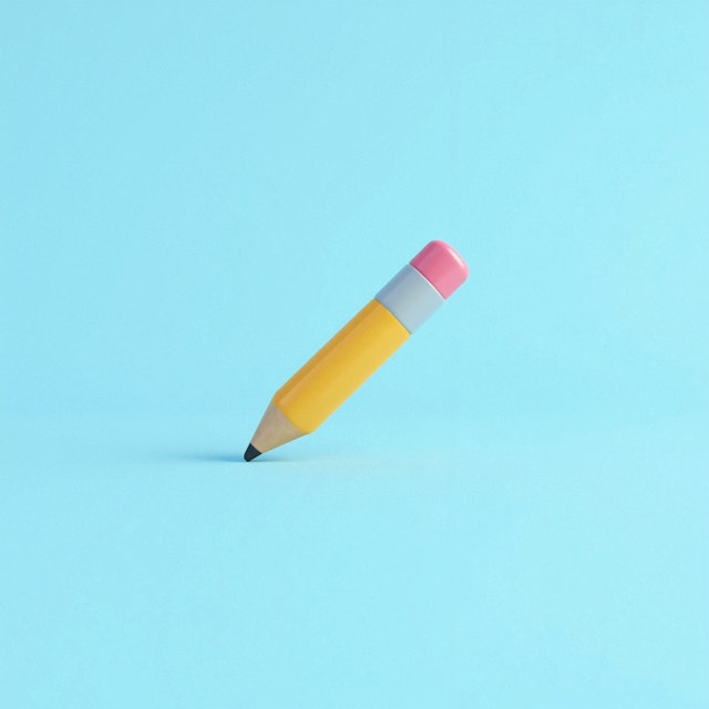 Stylized Pencil on Blue Background