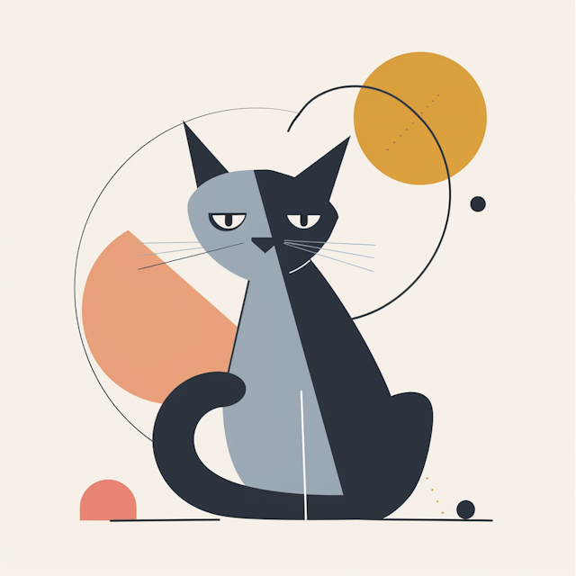 Stylized Minimalist Cat Illustration