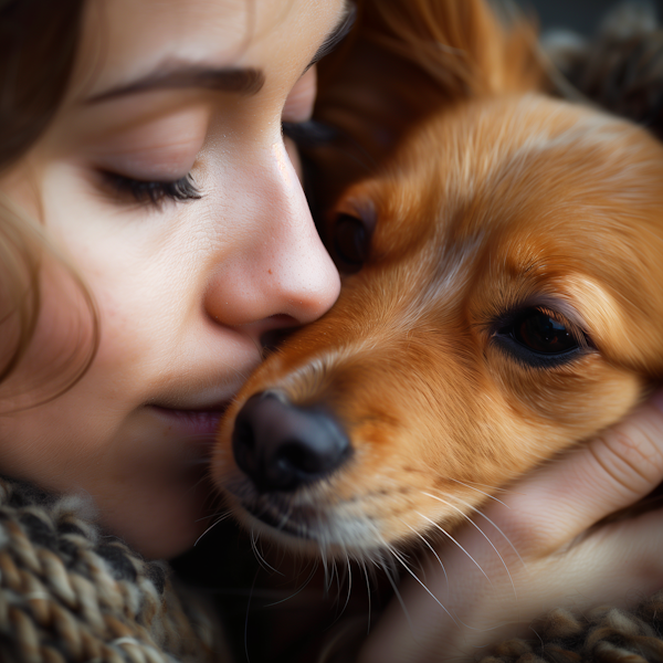 Intimate Moment Between Woman and Dog