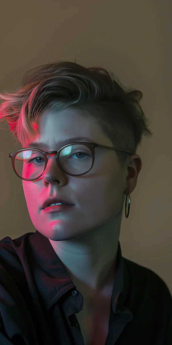 Contemplative Portrait in Pastel Lights