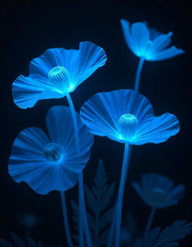 Glowing Blue Flowers